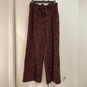 BP black and orange print wide leg pants with front tie.